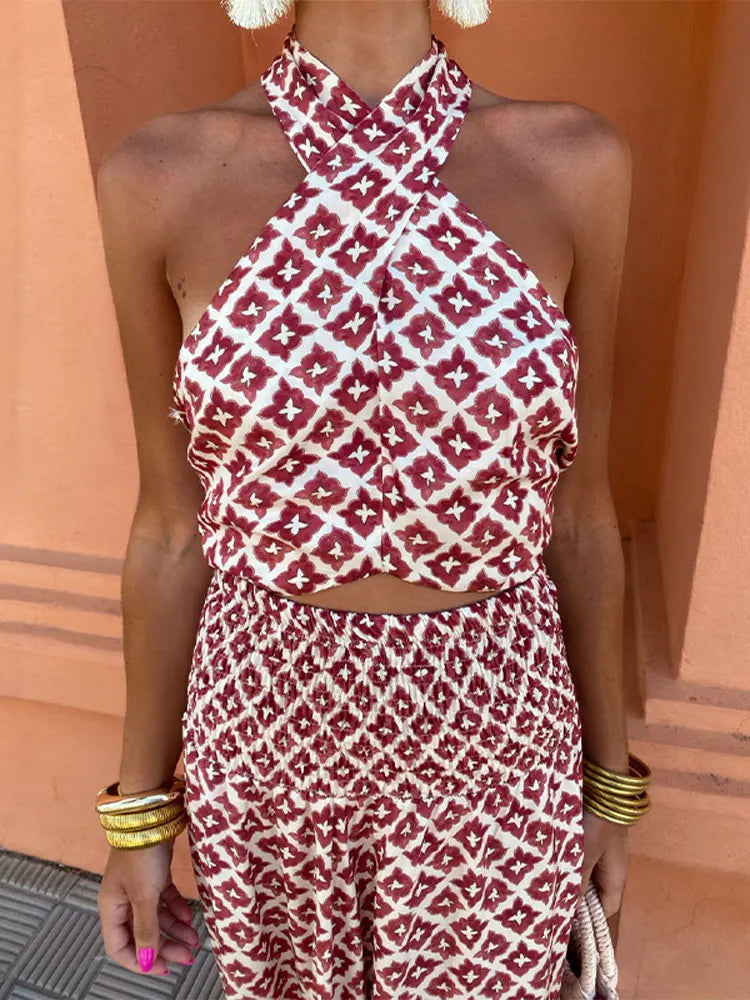 Menorca | Conjunto Elegante con Top Halter y Falda Maxi