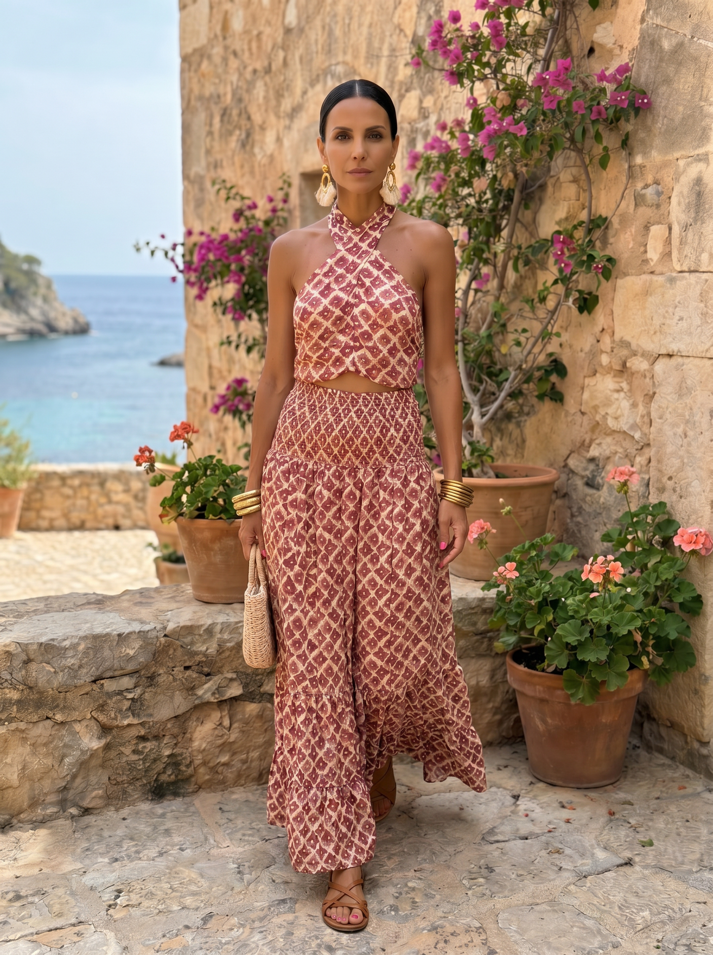 Menorca | Conjunto Elegante con Top Halter y Falda Maxi